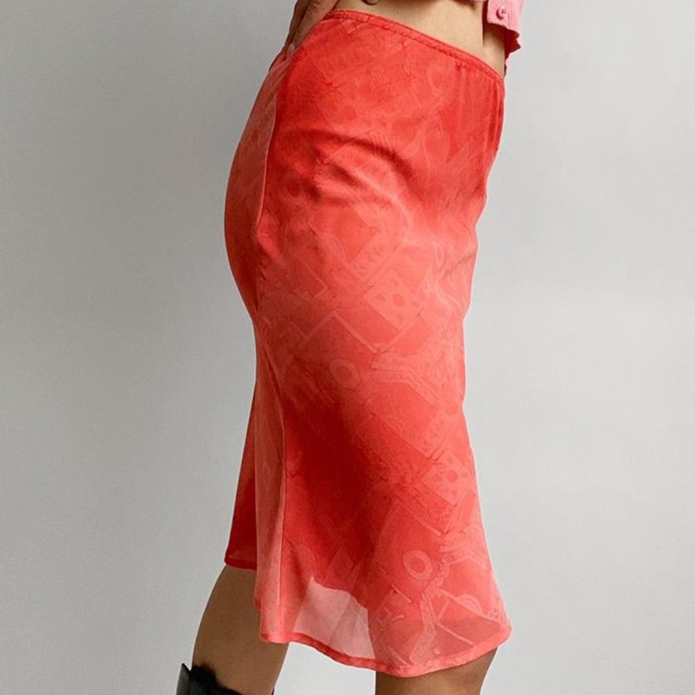 Vintage Graphic Printed Midi Skirt
